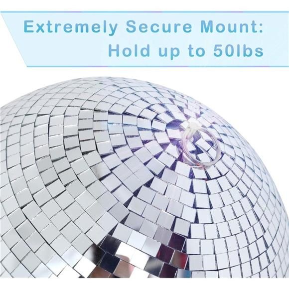 8" Disco Light Mirror Ball with Hanging Ring - Picture 3 of 5